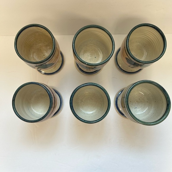 Studio Art Pottery / Set of 6/ Hand Thrown/ water-Wine Goblets / NWOT/ STUNNING - Picture 3 of 13